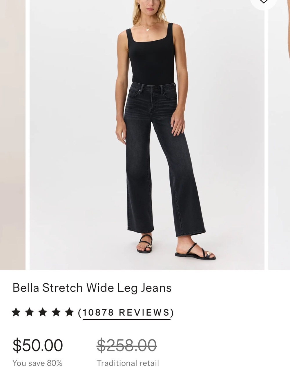 Quince Bella Stretch Wide-Leg Jeans in Faded Black - Size 28 / 32” Inseam